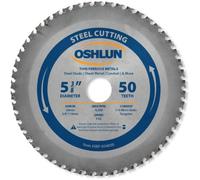 Oshlun SBF-054050 5-3/8-Inch 50 Tooth FTG Saw Blade with 20mm Arbor (5/8-Inch and 10mm Bushings) for Thin Mild Steel and Ferrous Metals