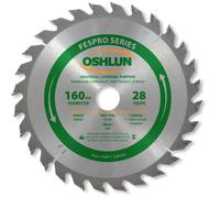 Oshlun SBFT-160028 160mm 28 Tooth FesPro General Purpose ATB Saw Blade with 20mm Arbor for Festool TS 55 EQ, DeWalt DWS520, and Makita SP6000K