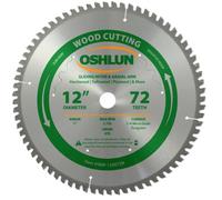 Oshlun SBW-120072N 12-Inch 72 Tooth Negative Hook Thin Kerf Finishing ATB Saw Blade with 1-Inch Arbor for Sliding Miter and Radial Arm Saws