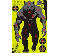 OSHOTX Werewolf Shooting Targets- 12 x18 inch - Reactive Silhouette Splatter Target Paper for Range - Easily See Shots Burst Bright Yellow Points (10 Pack)