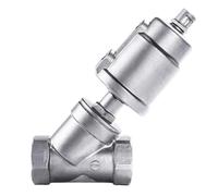 OSHZIKJII 1/2" 3/4" 1" Female Normally Closed Y Type 304 Stainless Steel Angle Seat Valve DN15(3/4",PLASTIC_DOUBLE ACTING)