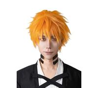 OSIAS Kurosaki Ichigo Wig Short Orange Synthetic Heat Resistant Hair