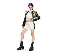 OSIAS Women Rumi Cosplay Costume Golden Stage Outfit Black With Sequined Design (M)