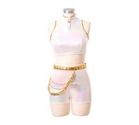 OSIAS Women Rumi Cosplay Costume White Stage Outfit with Dazzling Laser Design (M)