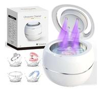 OsicClear Ultrasonic Retainer Cleaner with 42kHz & UV-C Light for Aligners, Dentures, Mouthguards - 5/10 Min Timer, 304 Stainless Steel, Compact & Easy Use (White)