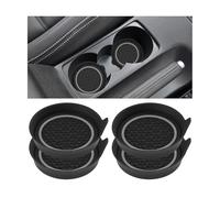 Osilly 4PCS Car Cup Holder Coaster, Soft Non-Slip Insert Shockproof Vehicle Water Bottle Holder Mat, Auto Interior Drink Protection Pad Decor, Universal for SUV Sedan Truck (Gray/Black)