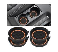 Osilly 4PCS Car Cup Holder Coaster, Soft Non-Slip Insert Shockproof Vehicle Water Bottle Holder Mat, Auto Interior Drink Protection Pad Decor, Universal for SUV Sedan Truck (Orange/Black)