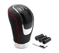 Osilly 5 Speed Shift Knob, Weighted Manual Gear Shifter Knobs, Leather Gear Shifting Handle, Automotive Manual Universal Transmission, Interior Automatic Replacement Parts (Black/Red)