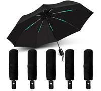 OSIMIG 5 Pcs Travel Umbrella, Small Black Compact Umbrellas Bulk, Automatic Windproof Portable Umbrellas for Rain, Men and Women