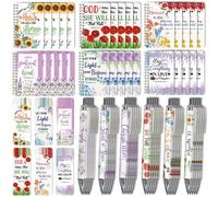 OSIMIG 90Pcs Christian Bulk Gifts for Women Include 30 Mini Bible Verse Notepads, 30 Scripture Ballpoint Pens & 30 Bookmarks, Christian Prayer Journal, Religious Notebooks 3.5"x5.5" for Church Members