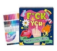 OSIMIG Swear Word Colouring Books for Adults, Bold and Easy Adult Colouring Books Set for Stress Relief with 36 Felt Tip Pens