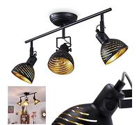 Osina Ceiling Light, Modern Metal Ceiling lamp in Black/Gold with Adjustable spotlights, Retro/Vintage Design Light with Light Effect, 3-Flame, 3 x E14, Bulbs not Included