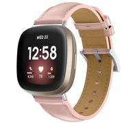 Osinaga Leather Strap for Fitbit Versa 3, 4, Sense, Sense 2 - Classic Pink Genuine Leather Watch Band, 205mm x 22mm, Standard Design, Tang Buckle, Unisex, Not Water Resistant