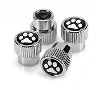 OSIRCAI Valve Stem Caps, 4 Pack Universal Dog Paw Logo Car Tire Valve Caps with Rubber Ring Tire Wheel Rim Dust Cover fits Cars, Trucks, Bikes, Motorcycles, Bicycles (Paw), Black