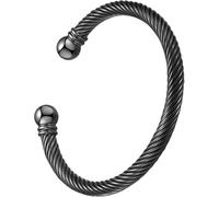 OSIRIDEH2 Stainless Steel Twisted Cable Wire Bracelets Adjustable Open Cuff Bangle Bracelet Vintage Jewelry Gift for Women, 62 mm, Stainless Steel, no gemstone