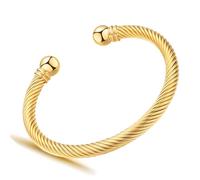 OSIRIDEH2 Stainless Steel Twisted Cable Wire Bracelets Adjustable Open Cuff Bangle Bracelet Vintage Jewelry Gift for Women, 62 mm, Stainless Steel, no gemstone