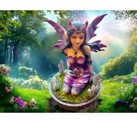 Osiris Trading UK Enchanted Sagittarius Zodiac Fairy Statue - Mystical Purple Winged Fairy Figurine with Crystal Orb, Handcrafted Resin Decor, 9.5cm