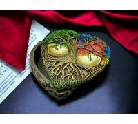 Osiris Trading UK Heart-Shaped Tree of Life Trinket Box - Handcrafted Resin Keepsake Box, Spiritual Decor, Celtic Jewellery Storage