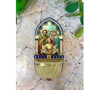 Osiris Trading UK Luminous Holy Family Water Font Jesus Mary Joseph Wall Plaque Ornament for Home or Chapel