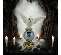 Osiris Trading UK Mystical Snowy Owl on Crystal Ball Statue - Fantasy Decor - Resin Art Sculpture