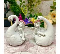 Osiris Trading UK Pair of Cherubs Riding Swans Figurines Cherub Collection Home Decoration Ornaments