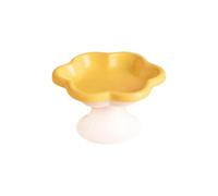osiuujkw Cat Bowls Durable Elevated Feeding Bowl Non Slip Ceramic Flower Shaped Comfort Feeding Indoor Cats Essentials Water Bowl Pet Feeder Pet Supplies Cats Dogs, Yellow, 15x8.6cm