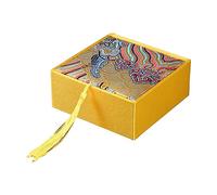 osiuujkw Chinese Square Tassel Jewelry Bangle Gift Box Container Boxes Women Men Favor Ring Necklace Bracelet Storage Display, Yellow, 10 * 10 * 4cm