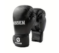 osiuujkw Comfortable Boxing Gloves Made Of PU Leather Reliable Hand Protection For Training MMA Punch Bag Training Mitts, 8OZ-B1 Black