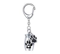 osiuujkw Cremation Urn Keychain Dog Cat Ash Holder Keepsake Compact Size Waterproof Strong Aluminum Alloy Pet Seal Screw Lid Dog Urn For Ash Cat Container Jar Puppy, Silver, 2.5x1.6cm