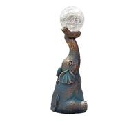 osiuujkw Elephant Garden Ornament with Solar Light for Lawn Decoration Elephant Roof Broken Glass Ball Statue Solar Light