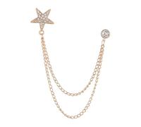 osiuujkw Exquisite Five Pointed Star Brooch Pin Retro Style Suit Pins Long Chains Brooches For Men And Women Comfortable For Wear. Brooch Pin Is Made Of Alloy Five Pointed Star Men's Vintage Tie Clips