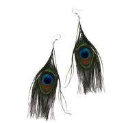 osiuujkw Fabulous Mens Earrings Studs Highlight Multicolor Dangel Jewelry Created With Real Peacock Feathers Fashion Enthusiasts Silver Metal Earwire Is Among Hottest Womens Fashion Jewelry Of Season