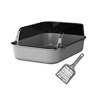 osiuujkw Open Top Kitty Toilet Sand Box Container With Splashproof Guard Allows Cats To Comfortably While Keeping Litter In Place Cat Litter Tray Cat Toilet Tray Pet Indoor Kitty, gray, 40x28x16cm