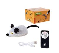 osiuujkw Plush Mouse Shape Cat Interactive Toy Remote Control Fun Turning Around Remote Control Mouse Cat Toy Bottom Light, Gray, Remote control model