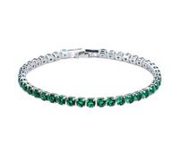 osiuujkw Silver Color Bracelet With Free Adjustment Weddings Iced-Out Chain Crystal Wedding Bracelet Copper Excellent, platinum green 17 cm