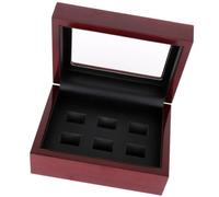 osiuujkw Stunning Ring Collection Box Solid Wooden Construction Beautiful Exterior Weddings And Anniversaries Jewelry Is Not Included. Championship Ring Display Case, Wine Red, 6 Hole