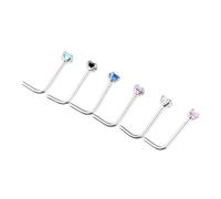 osiuujkw Trendy Curved Nose Stud Bend Nose Bar Stylish Stud Piercing Ring Brilliant Rhinestones Special Moments Piercing Jewellery Body Jewelry L Shaped Providing Several Wearing Choices