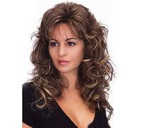 osiuujkw Women Loose Curly Wavy Wigs Brown Gold Hairpiece Styling Accessories Long Hair Costume Headgear Head Cover Role-playing