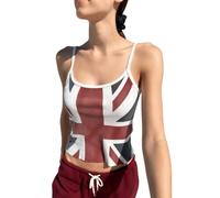 osiuujkw Womens Camisole Independence Day Shirt American Flag | Scenic Digital Print Short Length European Style Breathable Fabric Fitted Silhouette For Sports Vacation Outfit