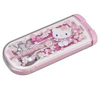 OSK Pic-Nic Cuttlery Set for Lunch Box, Fork Spoon Chopsticks in Sliding Transport Box, Made in Japan, Hello Kitty, Pink Cherry Blossoms CT-20