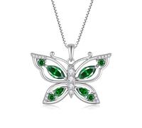 Oskain Women's 925 Sterling Silver Butterfly Birthstone Pendant Necklace 5A Cubic Zirconia Jewelry for Mother's Day Valentine's Day Birthday Gifts for Her, Sterling Silver, Cubic Zirconia
