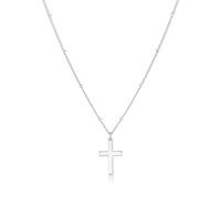 Oskani Cross Necklace for Women 18k White Gold Plated Stainless Steel Cross Choker Necklace Dainty Simple Chain Pendant Necklaces Easter Christian Baptism Religious Faith Jewelry Gift for Her
