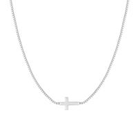 Oskani Cross Necklace for Women 18k White Plated Stainless Steel Cross Choker Necklace Dainty Simple Chain Pendant Necklaces Easter Christian Baptism Religious Faith Jewelry Gift for Her, Stainless