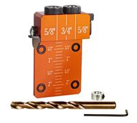 O'SKOOL 3/8" Solid Aluminum Dowel Jig Kit with Laser Cut Witness Mark and Depth Scale, 3/8-Inch Self-Centering Dowel Jig Kit with Cobalt M-35 Drill Bit