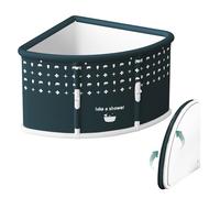 OSKOPWRC Fan-shaped Foldable Bathtub, Portable Folding Bathtub for Adults, Freestanding Corner Bathtub, Large Space-saving Adult Tub, Collapsing Bathtubs, Small Green