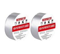 OSLEN 2PCS Butyl Tape Super Waterproof Tape Outdoor Use 50mm*5m Aluminum Foil Tape Insulation Roof Sealant for Roof Leak, RV Repair, Window Sill Gap, Surface Crack, Pipe Rupture