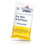 Osler & Walsh Antibacterial Wet Cleaning Wipes 72 Pack, Alcohol Free Unfragranced Wet Wipes with Glycerin, Multipurpose Hand & Surface Wipes for Home, Office, Clinic & Care Homes
