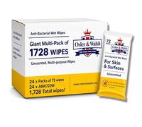 Osler & Walsh Antibacterial Wet Cleaning Wipes Multipack | 24 x 72 Wipes | Alcohol Free Unscented Wet Wipes with Glycerin | Multipurpose Hand & Surface Wipes for Home, Office, Clinic & Care Homes