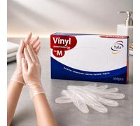 Osler & Walsh, Flexible Clear Vinyl Gloves (Medium, 100 Count) | Latex and Powder Free, Multi-Purpose Pull-On Disposable Gloves for Either hand | Ideal for Care & Medical Staff, and for Food prep