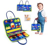 OSLINE Toys for 1 2 3 Year Olds Girls Boys,Montessori Busy Board for 1 2 3 Year Old,Sensory Toys for Toddlers,Travel Toys for Toddlers On Plane,Educational Learning Toys for 1-3 Year Old, Blue